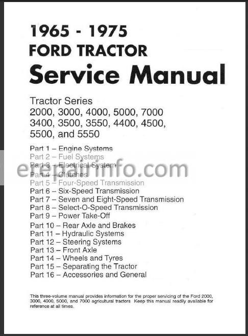 Ford 2000-7000 Tractors Workshop & Parts Manual 