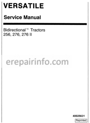 Photo 10 - Versatile 256 276 276II Service Manual Tractors