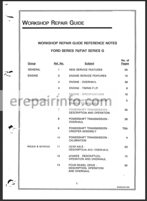 Photo 5 - New Holland Ford 70, Fiat Series G Workshop Manual Tractors