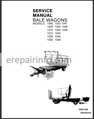 Photo 8 - New Holland 1000-1049 Service Manual Bale Wagons
