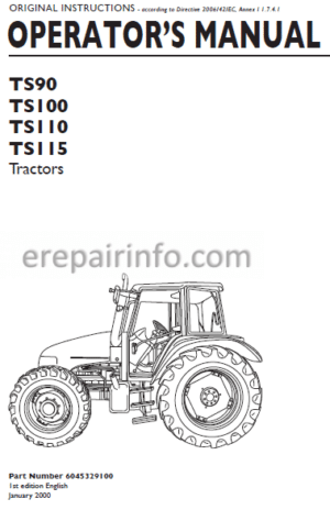 Photo 3 - New Holland TS90 TS100 TS110 TS115 Operators Manual