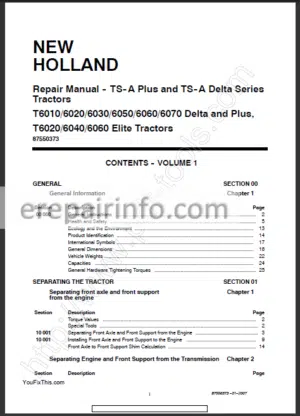 Photo 6 - New Holland TS100A TS110A TS115A TS125A TS135A Series Repair Manual