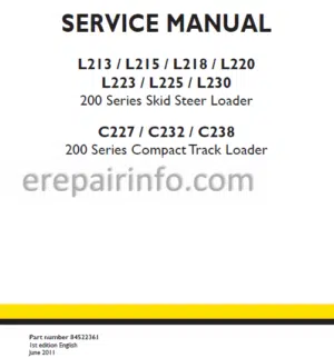 Photo 1 - New Holland L213 L215 L218 L220 L223 L225 L230 C227 C232 C238 Service Manual