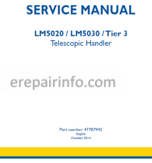 Photo 2 - New Holland LM5020 LM5030 Tier3 Service Manual Telescopic Handler