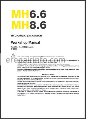 Photo 12 - New Holland MH6.6 MH8.6 Workshop Manual Hydraulic Excavator