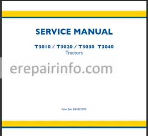 Photo 4 - New Holland T3010 T3020 T3030 T3040 Service Manual Tractor