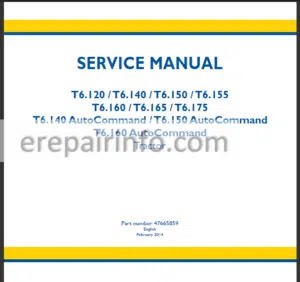 Photo 8 - New Holland T6.120 T6.140 T6.150 T6.155 T6.160 T6.165 T6.175 Service Manual Tractor