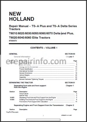 Photo 8 - New Holland T6010 T6020 T6030 T6040 T6050 T6060 T6070 Repair Manual
