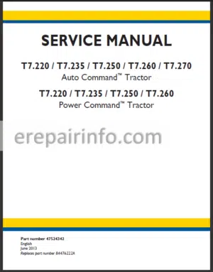 Photo 4 - New Holland T7.220 T7.235 T7.250 T7.260 T7.270 Service Manual