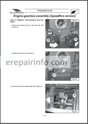 Photo 4 - McCormick F60 F70 F80 F75 F85 F95 F105 Repair Training Manual