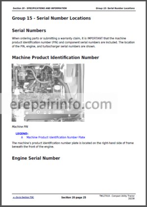 Photo 2 - JD 2025R Technical Repair Manual TM127019