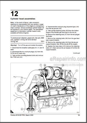 Photo 3 - Perkins 4000 Series 4016-E61TRS Workshop Manual Gas Engine