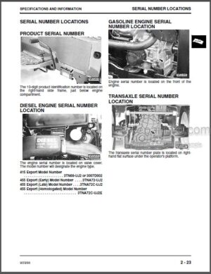 Photo 13 - JD 425 445 455 Technical Manual Lawn And Garden Tractors TM1517