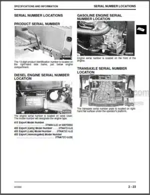 Photo 9 - JD 425 445 455 Technical Manual Lawn And Garden Tractors TM1517