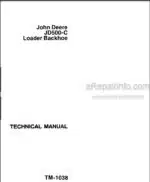 Photo 4 - JD JD500-C Technical Manual Loader Backhoe TM1038