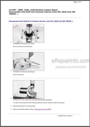 Photo 6 - John Deere 300D 310D 315D Repair Manual Backhoe Loader TM1497
