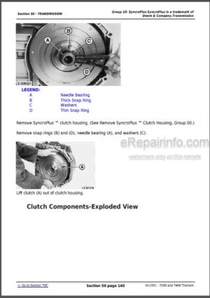 Photo 8 - John Deere 7200 7400 Repair Manual Tractors TM1551
