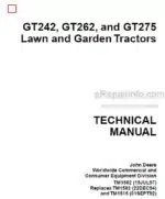 Photo 5 - John Deere GT242 GT262 GT275 Technical Manual Lawn And Garden Tractors TM1582