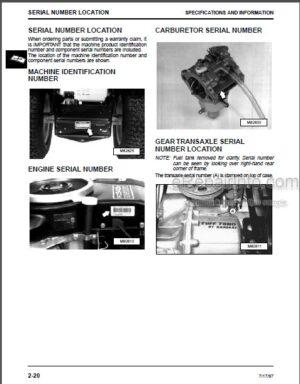 Photo 1 - John Deere GT242 GT262 GT275 Technical Manual Lawn And Garden Tractors TM1582