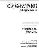 Photo 4 - John Deere GX70 GX75 GX85 SX85 GX95 SRX75 SRX95 Repair Manual Riding Mowers TM1491