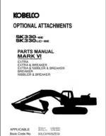 Photo 3 - Kobelco Mark VI SK330-6E Mark VI SK330LC-6E Parts Manual Hydraulic Excavator Attachments S3LC01605ZE02