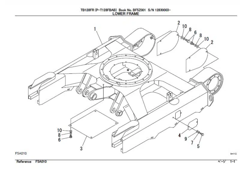 Photo 1 - Takeuchi TB128FR Parts Manual Excavator