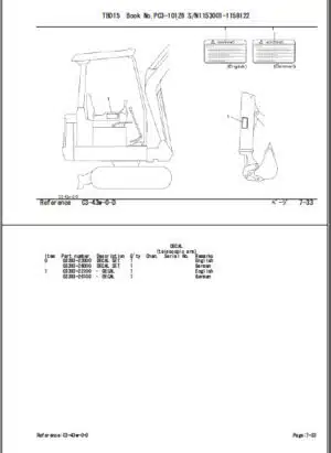 Photo 4 - Takeuchi TB015 Parts Manual Excavator PC3-101Z6