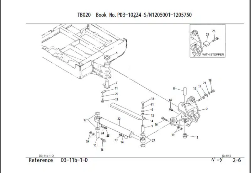 Photo 1 - Takeuchi TB020 Parts Manual Excavator PD3-101Z1
