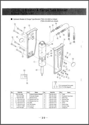 Photo 1 - Takeuchi TKB801 TKB801S Instruction And Parts Manual Hydraulic Breaker