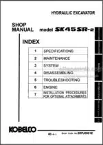 Photo 4 - Kobelco SK45SR-2 Shop Manual Hydraulic Excavator S5PJ0001E