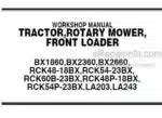 Photo 5 - Kubota BX1860 BX2360 BX2660 RCK48-18BX RCK54-23BX RCK60B-23BX RCK48P-18BX RCK54P-23BX LA203 LA243 Workshop Manual Tractor Rotary Mower Front Loader