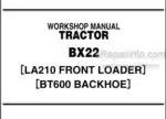 Photo 4 - Kubota BX22 LA210 BT600 Workshop Manual Tractor Front Loader Backhoe