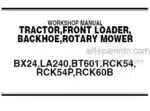 Photo 4 - Kubota BX24 LA240 BT601 RCK54 RCK54P RCK60B Workshop Manual Tractor Front Loader Backhoe Rotary Mower