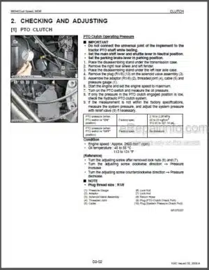 Photo 1 - Kubota M9540 Dual Speed Workshop Supplement Manual Tractor