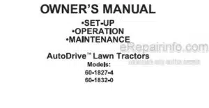 Photo 1 - Yard Works 60-1827-4 60-1832-0 Owners Manual AutoDrive Lawn Tractor
