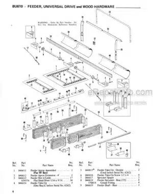 Photo 1 - Gehl BU610 Service Parts Manual Forage Box 901407