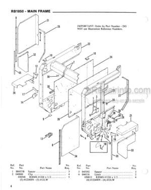 Photo 7 - Gehl RB1850 Service Parts Manual Baler 903291
