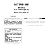 Photo 4 - Mitsubishi 4G9-EW Series Workshop Manual Engine PWEE9502-l