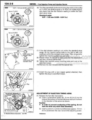 Photo 4 - Mitsubishi Engine Diesel Fuel System Emission Control System Workshop Manual