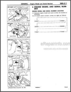 Photo 1 - Mitsubishi Engine General Information Workshop Manual PWEE9043-K