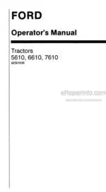 Photo 4 - Ford 5610 6610 7610 Operators Manual And Supplement Ford Tobacco Special Axles Tractor 42561030