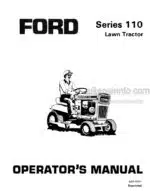 Photo 4 - Ford Series 110 Operators Manual Lawn Tractor 42011010