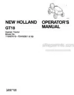 Photo 4 - New Holland GT18 Operators Manual Garden Tractor 86602566