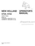 Photo 4 - New Holland GT20 GT22 Operators Manual Garden Tractor 87040108