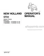 Photo 4 - New Holland GT22 Operators Manual Garden Tractor 86617778