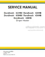 Photo 4 - New Holland Dura Swath 421HB 425HB 430HB 436HB 440HB Service Manual Draper Header 43648106362