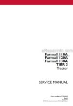 Photo 4 - Case 110A 120A 130A Farmall Tier 3 Service Manual Tractor 47793363A