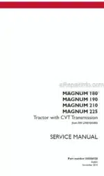 Photo 4 - Case 180 190 210 225 Magnum CVT Service Manual And Supplement Tractor 84386820 47295958