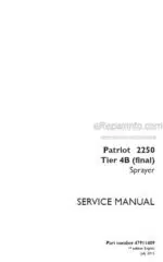 Photo 4 - Case 2250 Patriot Tier 4B Final Service Manual Sprayer 47911409