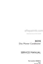 Photo 4 - Case DC92 Service Manual Disc Mower Conditioner 48068913